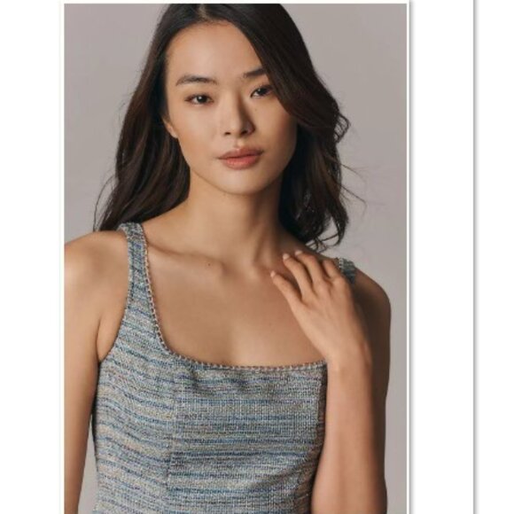 NWT By Anthropologie Sleeveless Tweed Mini Dress - M - NWT - Picture 2 of 16